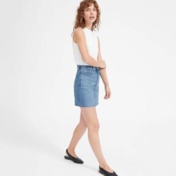Everlane Jean Denim Skirt Raw Hem Size 29 Women's 100% Cotton Casual Summer - Picture 1 of 11